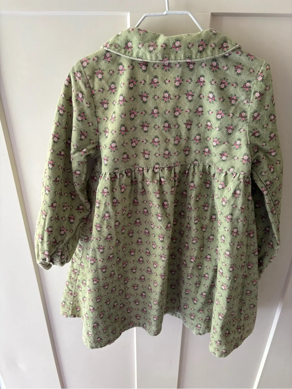 Vintage Gymboree Green Floral Corduroy Fall Dress 5 Girl Detective Line Prarie